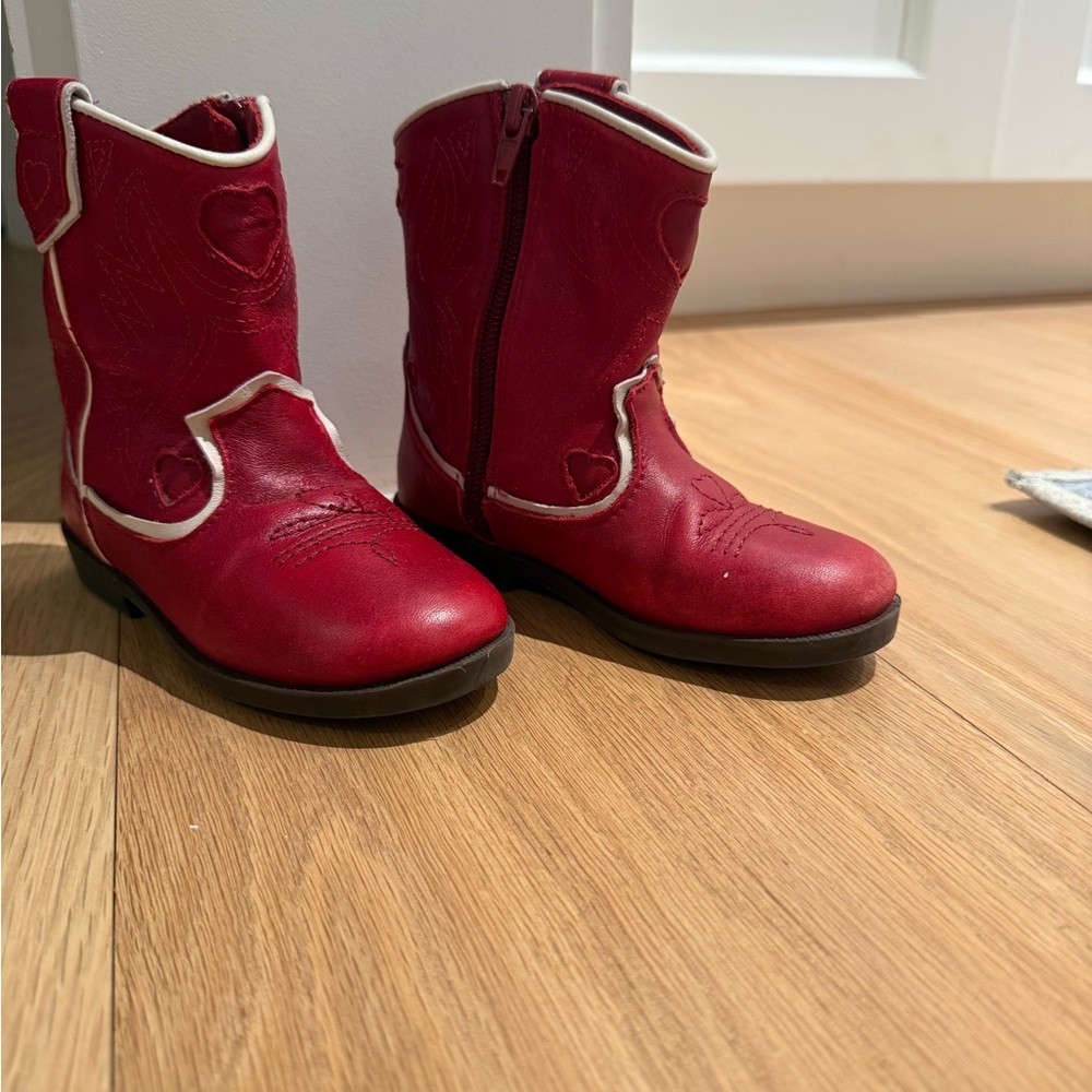 Red Kids' Cowboy Boots with Heart Design